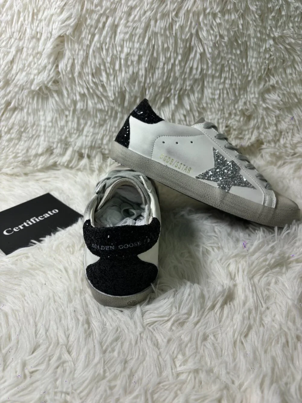 Golden Goose Super-Star Glitter Star Sneakers Women Distressed Leather Shoes